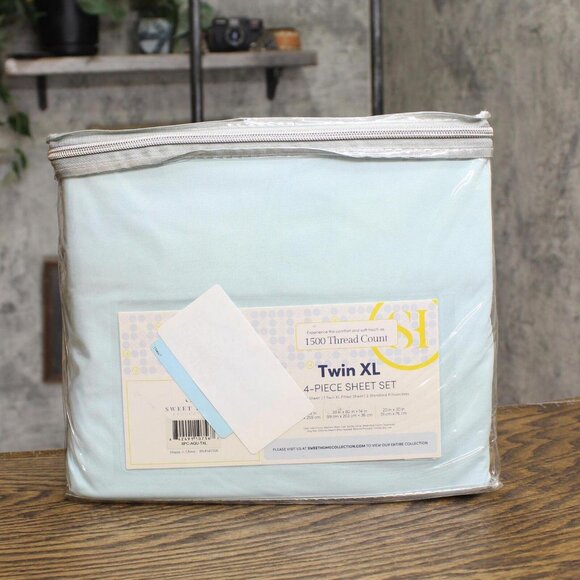 NWT Sweet Home Collection 4 Microfiber Deep Pocket Sheet Set Aqua Blue Twin XL - Picture 3 of 5